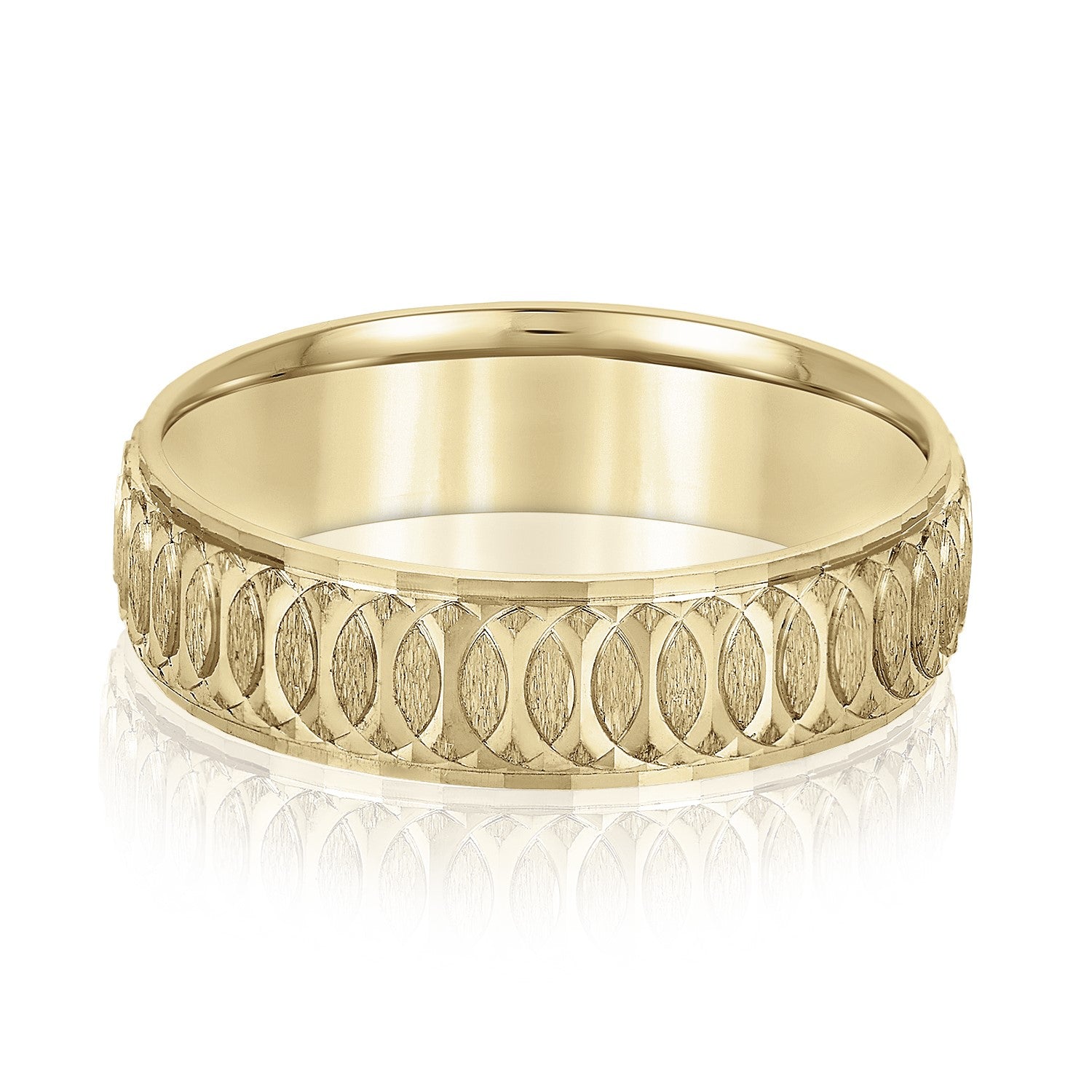 Men's Overlapping Circular Pattern Wedding Band-VIRABYANI
